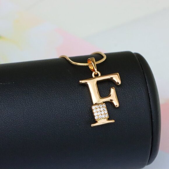 "Rose Gold F Initial Pendant with Crystal Accents for Women & Girls, XPPT1417 - Picture 6 of 13